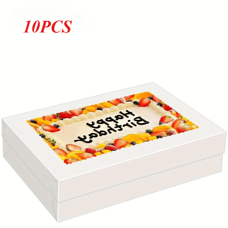E-shop 10 große weiße Backpapier-Schachteln mit Fenster – 35,56 x 25,4 x 10,16 cm Halbblatt-Kuchenschachteln, geeignet für Gebäck, Donuts, Cupcakes