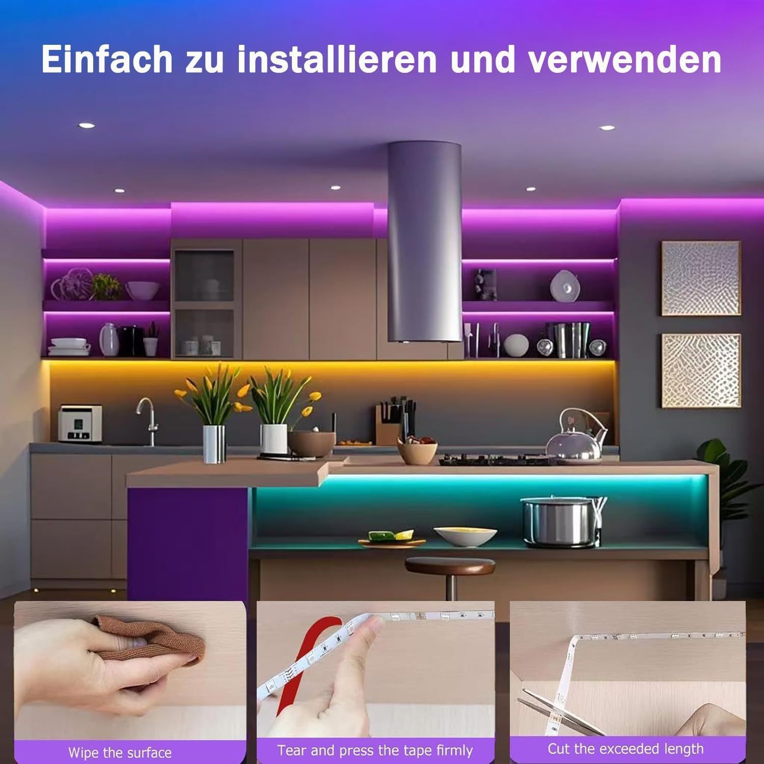 RGB LED ленти за декорация на спалня - с дистанционно и апликационно управление, таймер и синхронизация с музика за смяна на цветовете. USB захранване, идеални за спални, всекидневни и празнични декорации