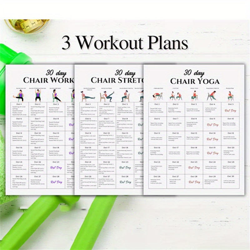 chair workout bundle poster chair yoga guide full Temu United