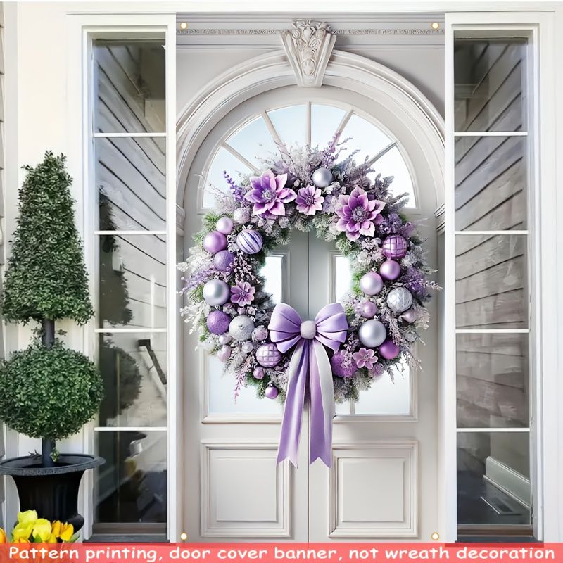 

Hego Holiday Christmas Door Banners With Lavender Flowers And Ornament Ball-multi-functional Indoor And Outdoor Holiday Decoration, No Batteries, Suitable For Front Door And Living Room Decoration