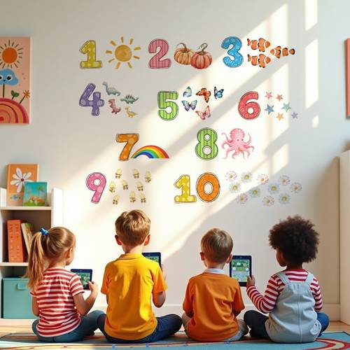 1 pieza de pegatinas de pared de números del 1 al 10, con patrones de animales, y flores, decoraciones autoadhesivas y removibles para el hogar, adecuadas para calcomanías de pared de guardería y habitación infantil, de pared temático y decoraciones divertidas para de