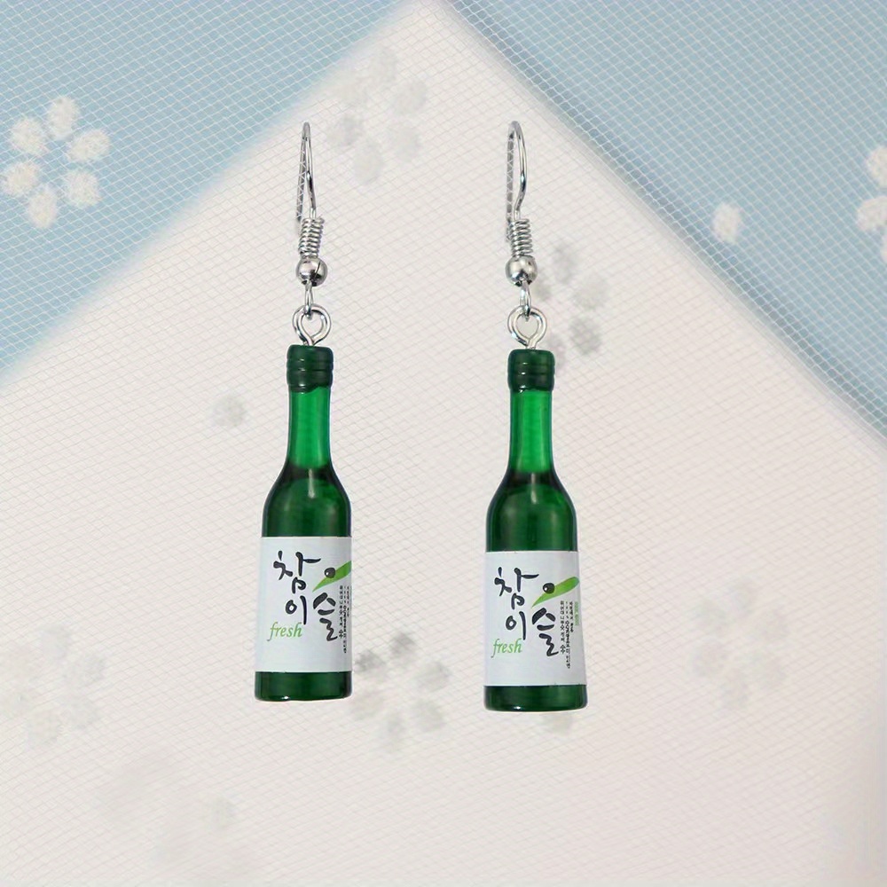 Creative Burnt Wine Bottle Earrings, Funny Personality