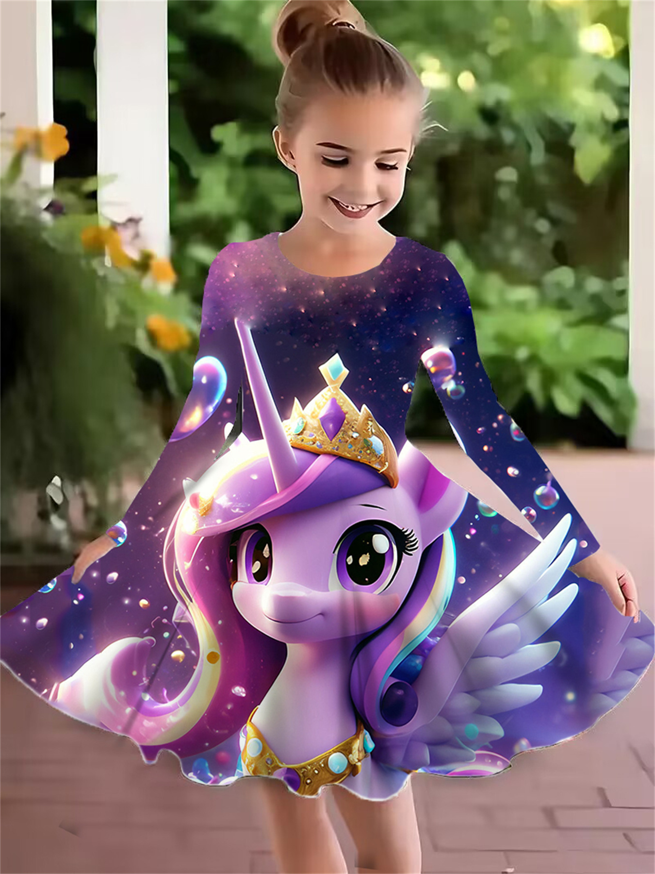Sparkly Unicorn Birthday Party dress Long Sleeve tutu skirt with  Sparkling, for Birthday, Halloween, Christmas to Formal outfit (Ages  3-8),