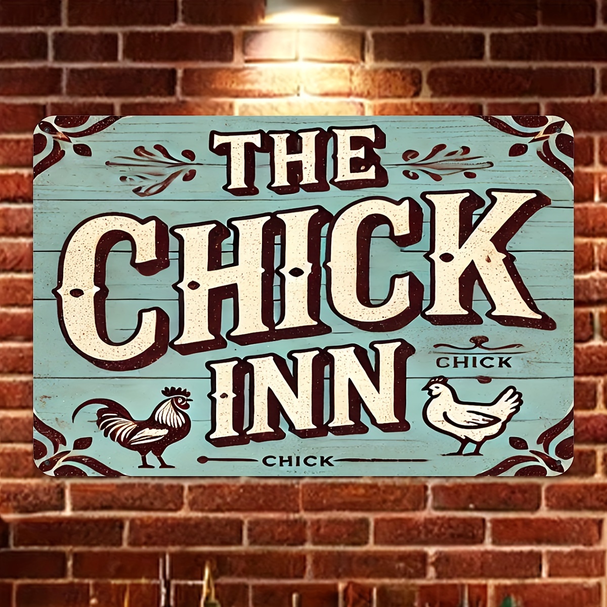TEMU A Vintage 'the ' Metal Sign - Rustic Teal Decor, Suitable For Chicken Coops And Gardens, Made Of Durable Iron, Measuring 20.32x30.48 Cm, Poultry