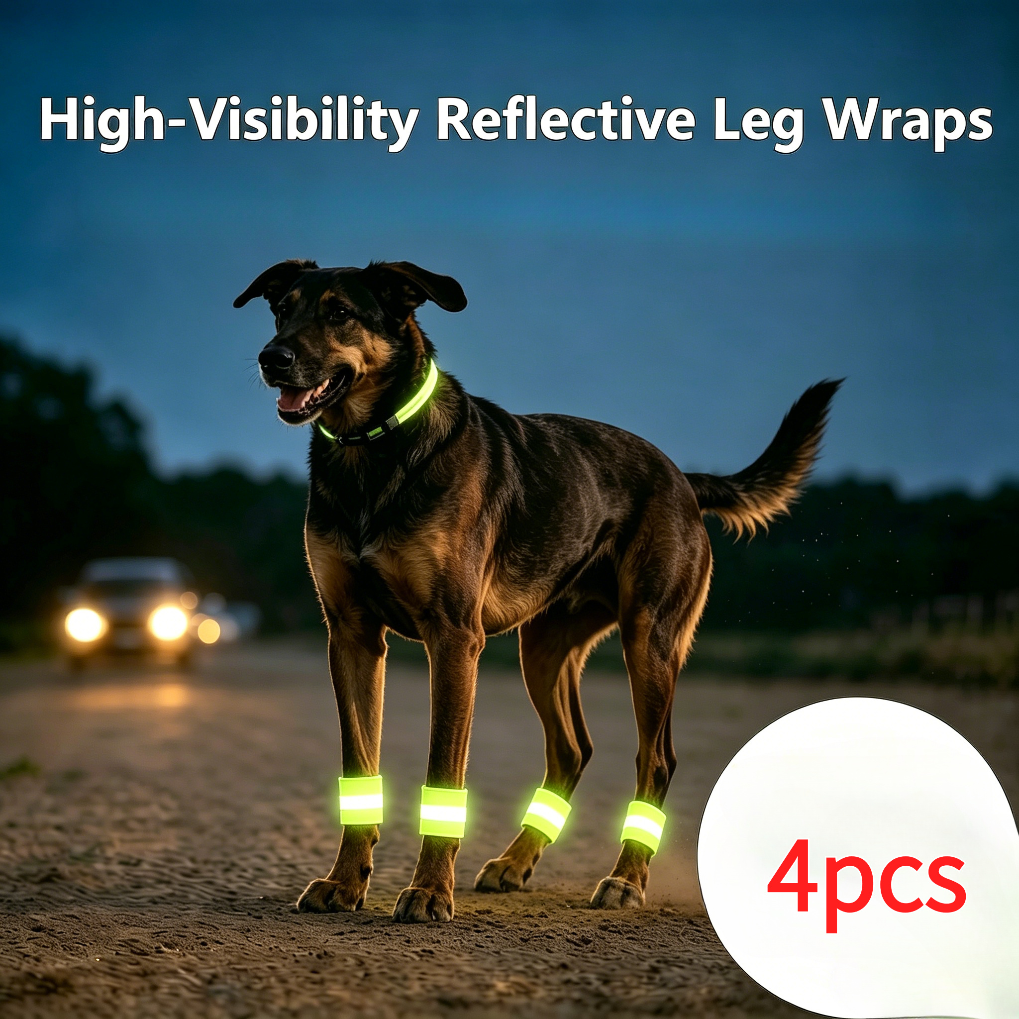 Image of Green 2/4/8pcs Adjustable Cat And Decorations - Reflective -the-dark, Essential, Optional Additions , Perfect For Cat And Dog Lovers, No Battery Required