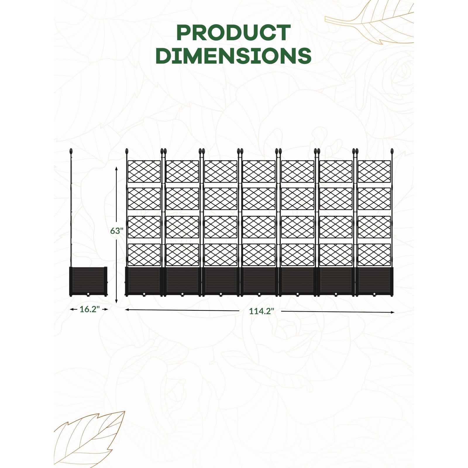 Image of Raised Garden Bed, Garden Planter Box With Trellis For Climbing Plants And Hanging Flowers, Outdoor Raised Planter Box With Reservoir And Drainage Hole For Garden, Patio, Balcony