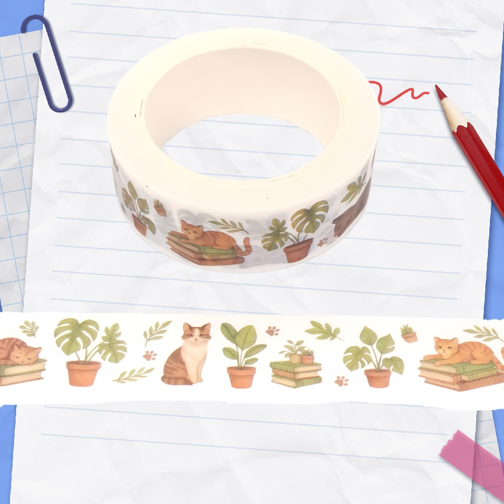 TEMU 1pc Plant And Washi Tape, Stickers For Journaling, Featuring Cute Plant And Pet Designs