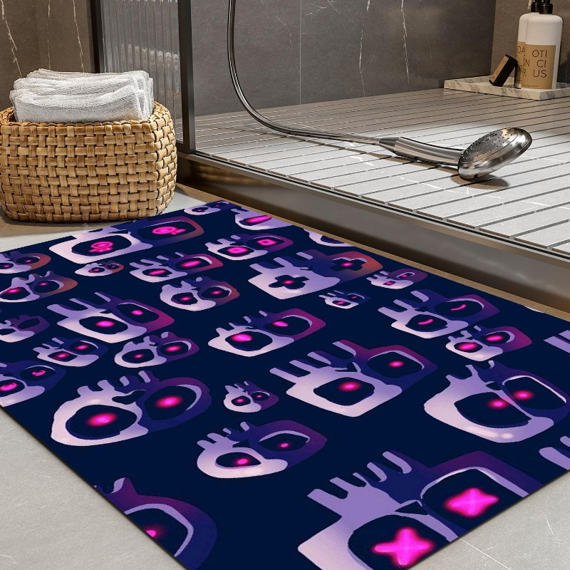 1pc pixel   bathroom mat super absorbent non slip easy to clean washable floor mat with vibrant neon colors   kitchen bedroom laundry room and more bathroom mat   design durable rubber backing bathroom mat Product details 4