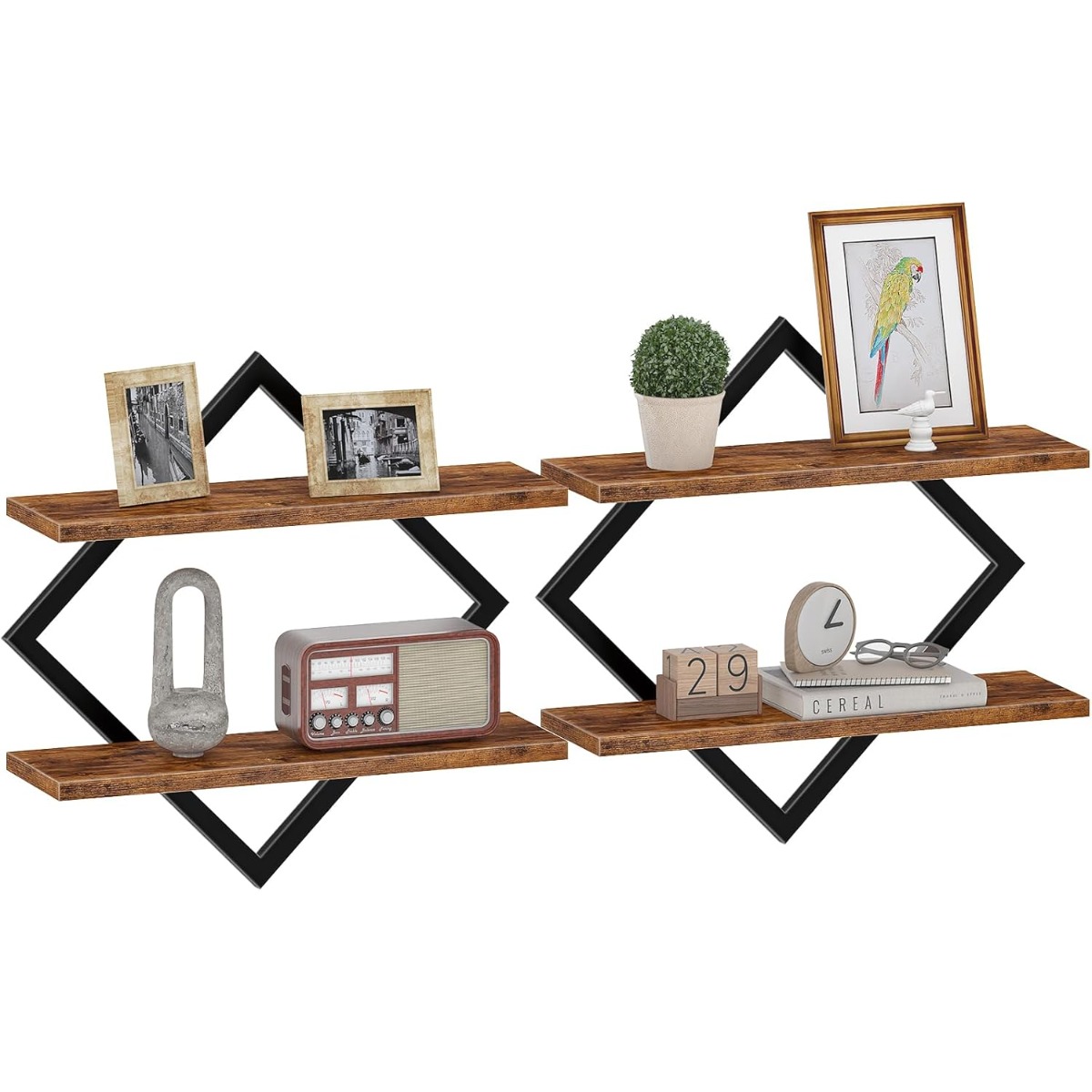 Image of A Double-layer Storage Shelf That Mounted On The Wall, Ideal For Use Room, Bedroom, Kitchen, Study, And Bathroom, Floating Shelves