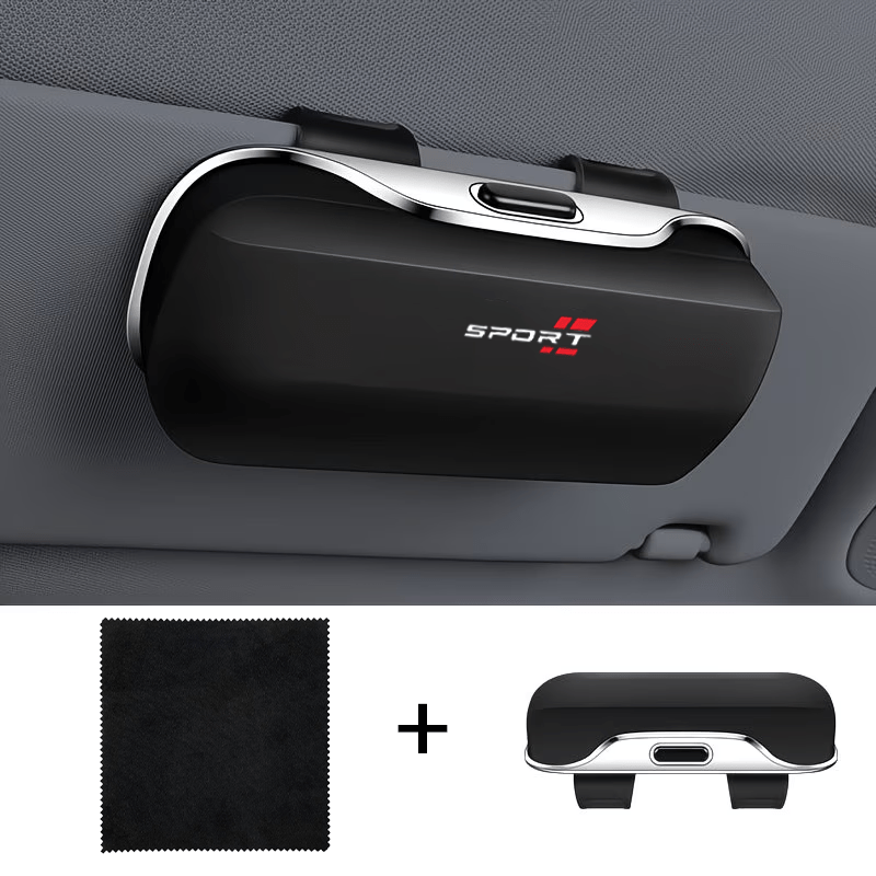 TEMU Estuche para gafas de coche para hombre con soporte para visera y de almacenamiento - Instalación rápida en el salpicadero, para uso en