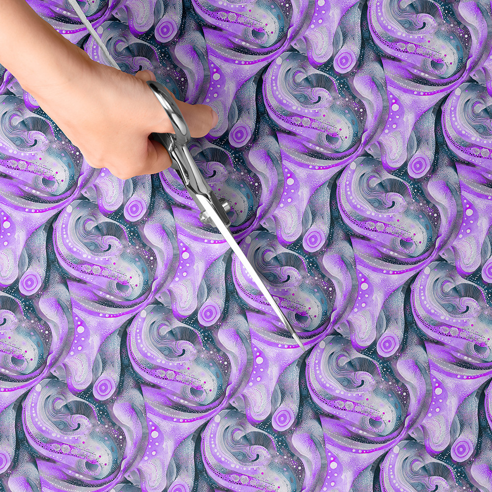 TEMU 1pc Colorful Abstract Swirl Print Fabric - 59 X 19.68 Inches (150 X 50 Cm) Pre-cut Polyester Fabric With Psychedelic Marble Pattern - Suitable