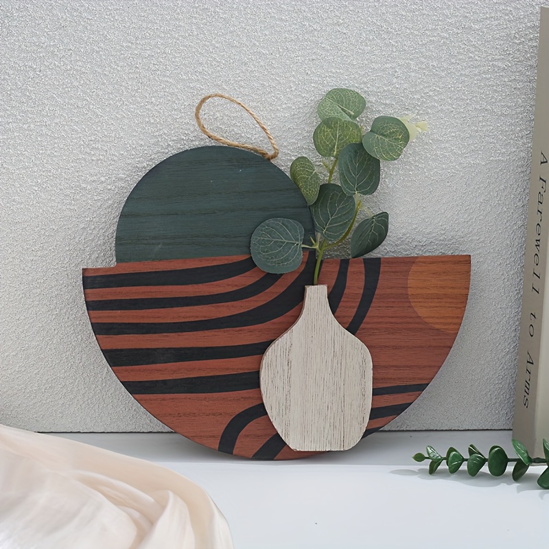 TEMU 2d Flat - 1pc Wooden 2d Flat Hanging Ornament, Artificial Plant Decoration, Suitable For Wall Hanging, Entryway, Courtyard, And Home Decor
