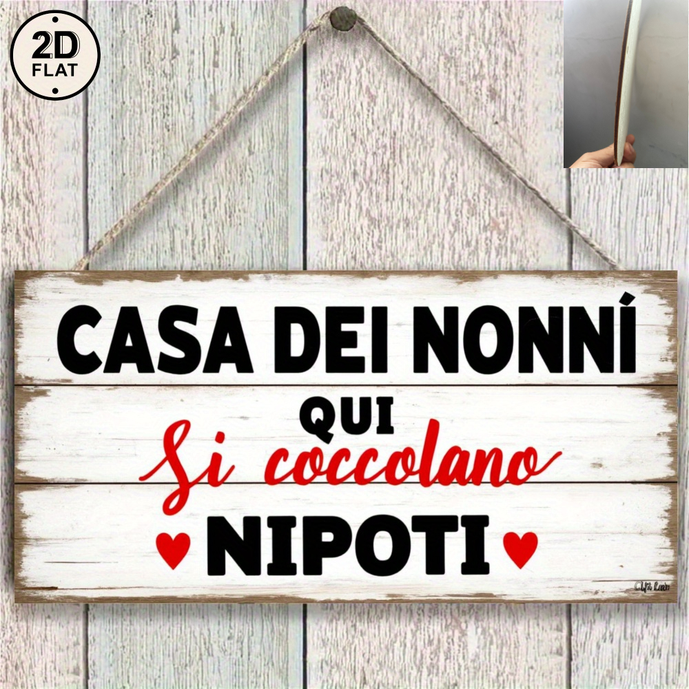 TEMU Insegna italiana 2D piatta "Casa Dei Nonni" per nonni - Decorazione da parete adatta per e arredamento per la casa a tema , forma irregolare con
