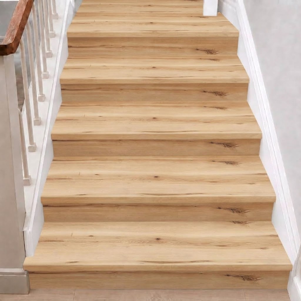 TEMU Autocollants pour marches d'escalier à grain de bois réaliste, adaptés à la rénovation et à l'amélioration esthétique des marches, faciles à