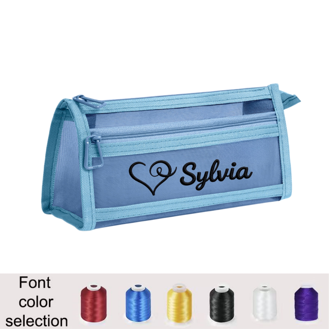 TEMU Trousse à crayons personnalisée brodée avec nom// pour étudiants et bureau - Fourniture à double couche en transparente de grande avec coutures