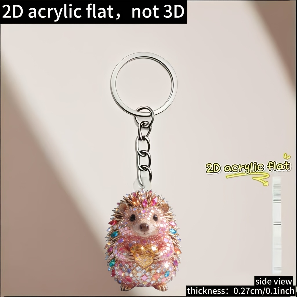 TEMU 2D, [ 2D] 1 pieza, Llavero de material acrílico, Erizo , Llavero/Anilla para llaves práctico, hermoso y , Colgante decorativo para llaves de