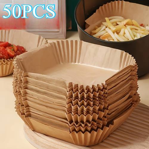 100 packs 50 packs of universal air fryer parchment paper suitable for ovens and microwaves heat resistant non stick baking paper suitable for home and commercial use