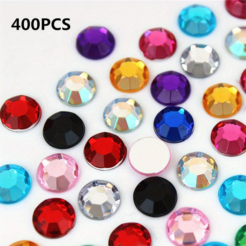 TEMU 400 pezzi 0.6Cm/0.24In Applique Acrilica con Strass Rotondi Piatto Colorati per Creazione Gioielli Abiti da Sposa Decorazione Casuale