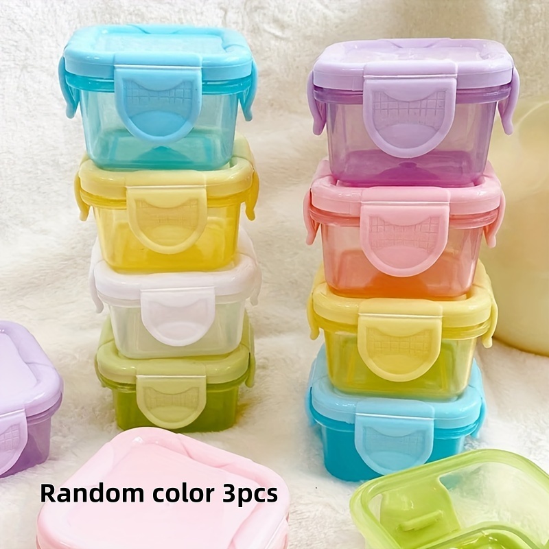TEMU 3pcs 2-ounce Mini Storage Containers With Lids - Sealed, Stackable, And Multipurpose, Random Colors, For Travel And Gifts