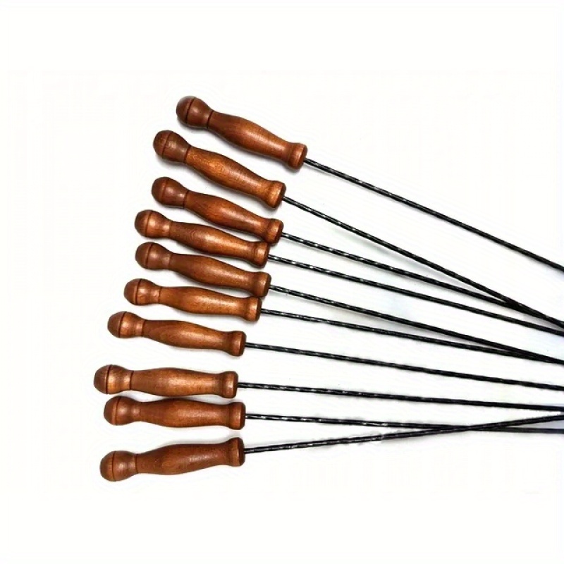 TEMU Grill Fireplace Tongs 125cm 10pcs - Wooden Handles Against - Suitable For Sausages, And - Ideal For Grills, Fireplaces, Etc