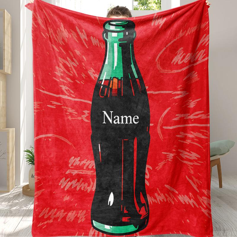 TEMU Personalized Custom Name/text Soda Bottle Leisure Blanket, Suitable For Sofa,, Camping, Living Room, Office, Chair And - Blanket, Soft And Warm