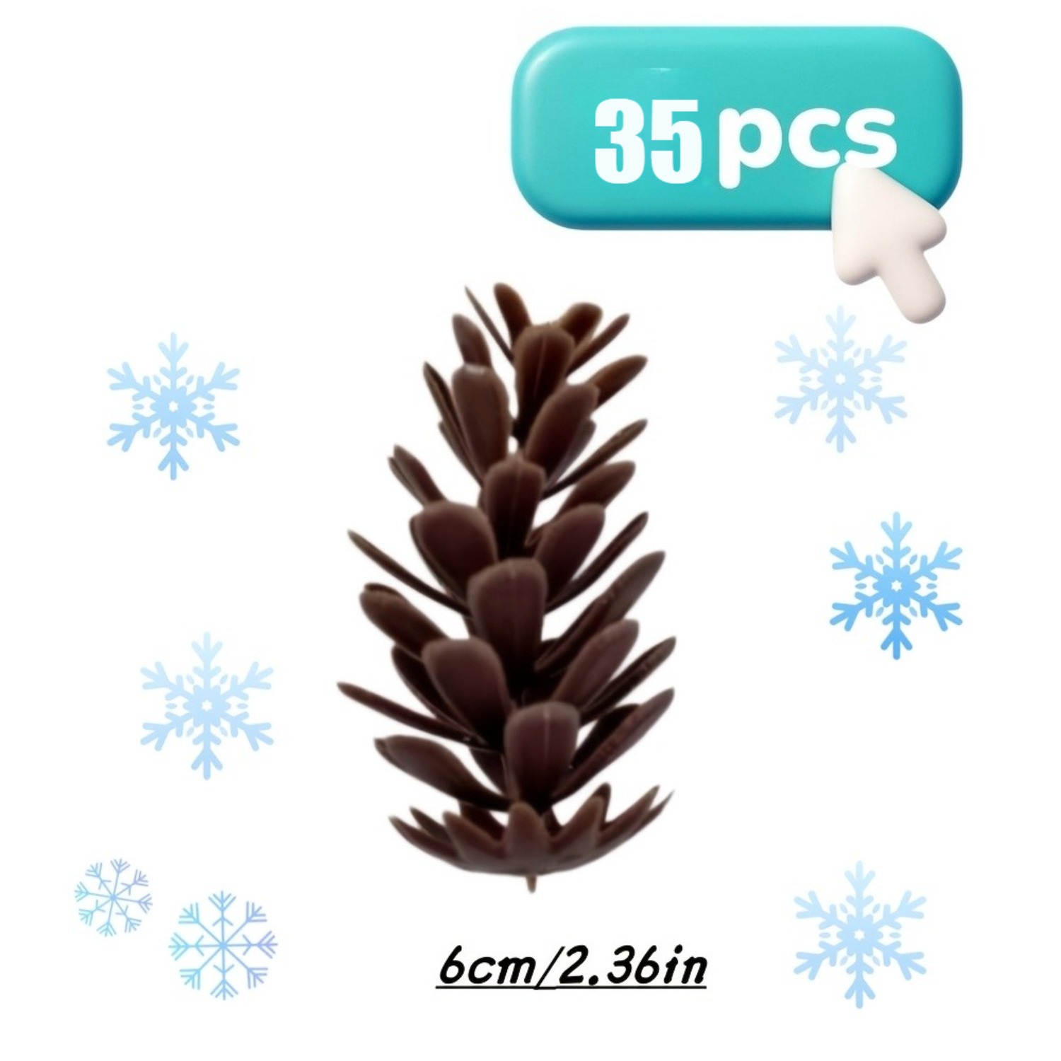 TEMU 35 pcs Pommes de pin marron réalistes - Pommes de pin à texture avec grain de bois naturel, marron - Convient pour Noël, mariages, Halloween,