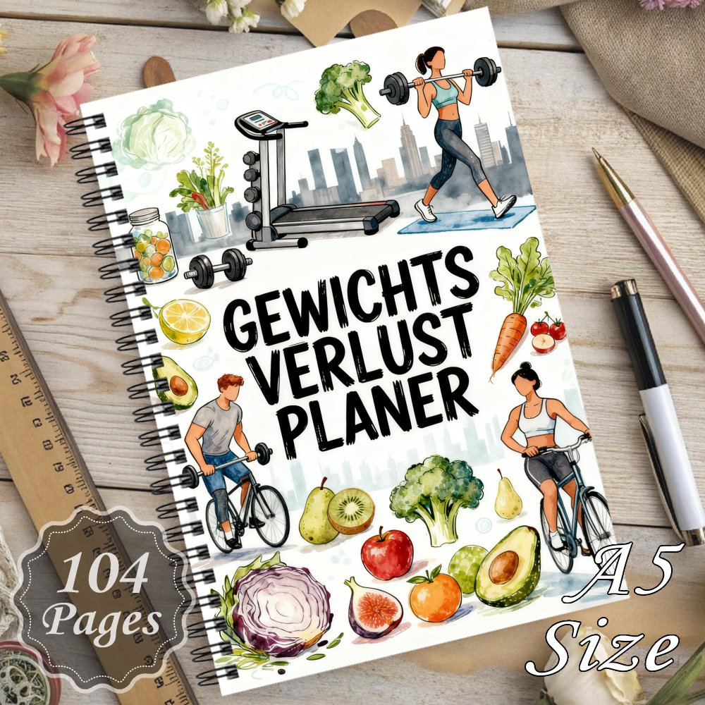 E-shop 1 Stück Gewichtsverlust-Planer & Wellness-Tagebuch - 12-Wochen Fitness- & Ernährungstracker mit Fortschrittsprotokoll, Körpermaßtabellen,