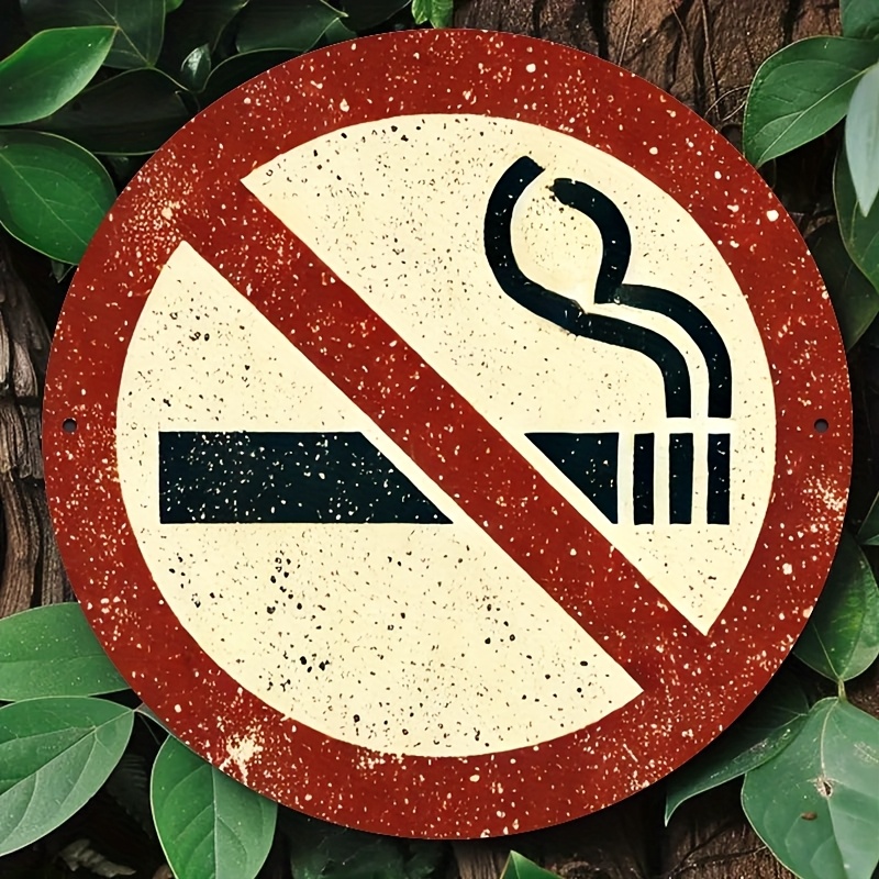 TEMU 2d Flat - 【2d Flat】 2d Flat - [2d Flat] 2dflat2d Flat - 1pc Retro "no Smoking" Wall Art Sign - Round Decor, Wooden With Red And , Durable Wooden