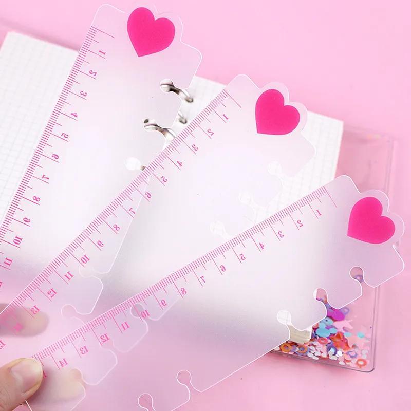 2pcs Ruler A5 A6 Love Frosted Planner Agenda For 6 Holes Loose Leaf Spiral Notebook Organizer Sketchbook Accessories