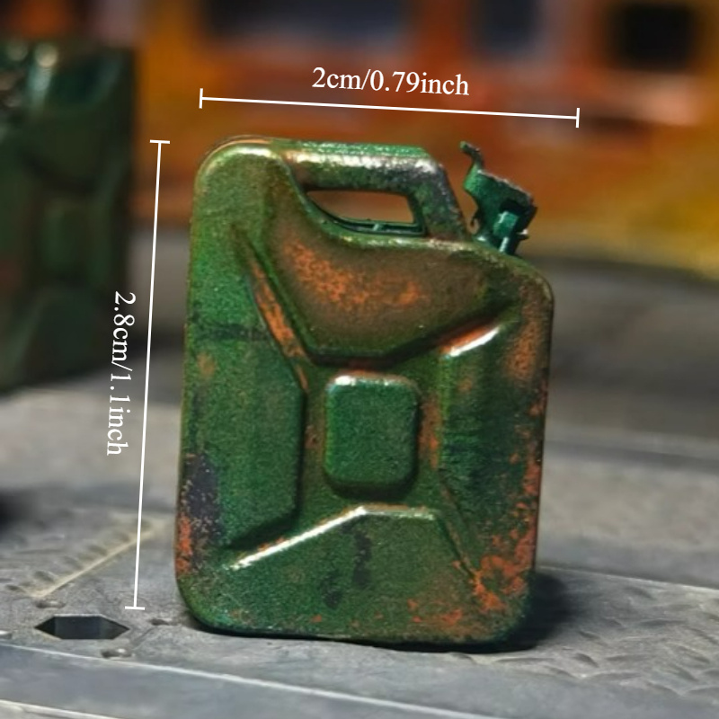 Image of Green Resin Mini Oil Tank Model - Weathered Fuel Barrel Accessories, Industrial Style Diorama Decor