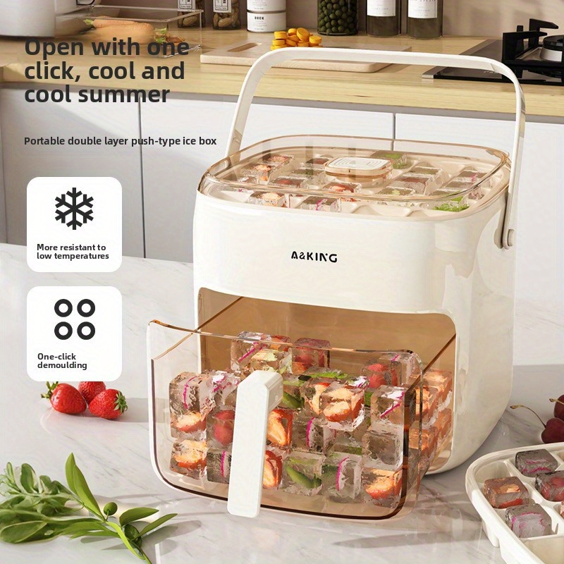 large capacity maker with dual level trays food grade plastic handle transparent lids portable ice storage box for home parties summer Product details 1