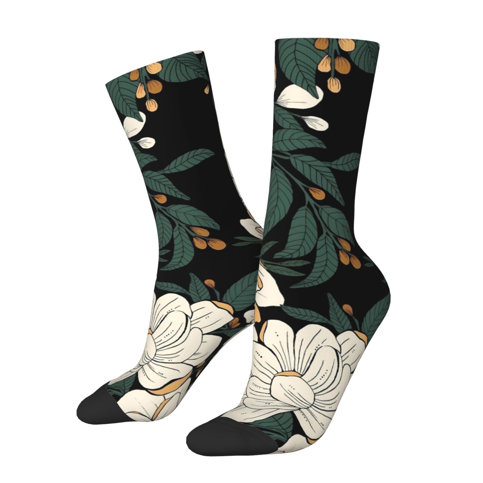 TEMU Une paire de chaussettes unisexes d'extérieur avec un imprimé floral, , lavables en machine, adaptées aux passionnés de sports de , confortables