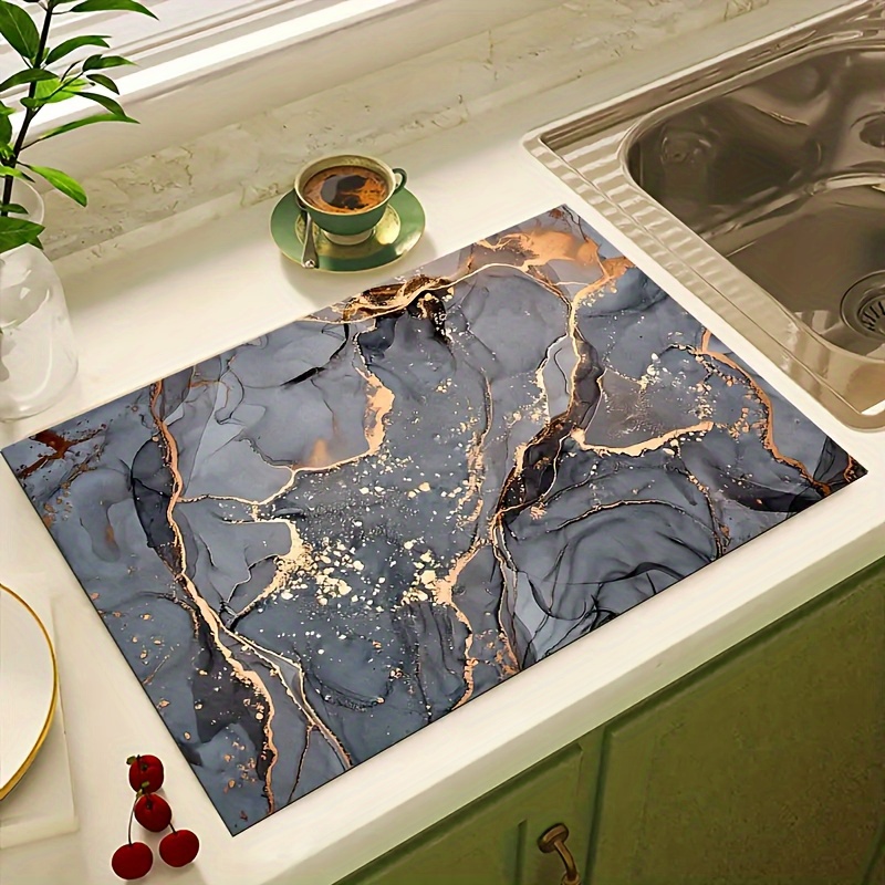 TEMU 1pc Super Absorbent Coffee Machine Mat & Countertop - Heavy-duty Non-slip Dish Mat Compatible With Espresso Machines, Coffee Makers, Dishwashers