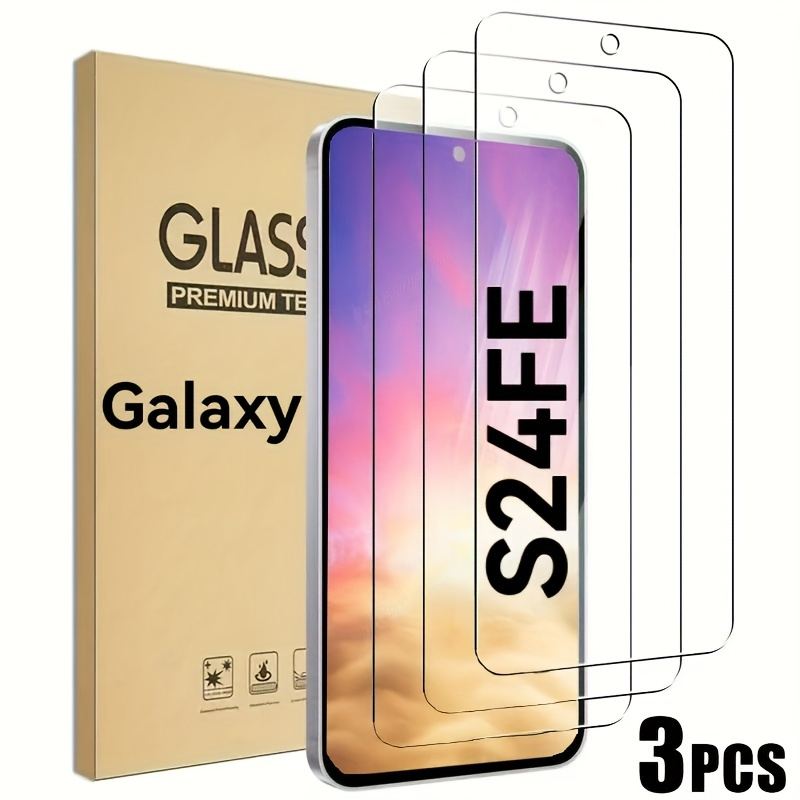 E-shop 3er-Pack S24 FE Panzerglas Schutzfolie, glänzende , HD-Klarheit, kratzfest, Anti-Fingerabdruck, blasenfreie Installation, Schutzfolie