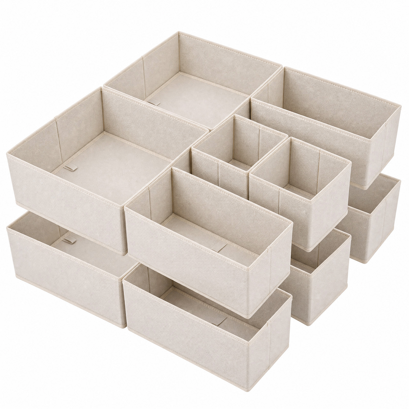 Sekey Foldable Fabric Drawer Organizer - 6/12-pack, Storage Box System For Clothes, Underwear & Socks, Compatible With Dresser And Standard Drawers