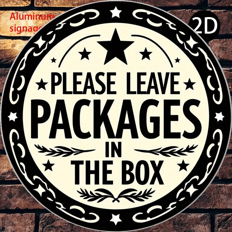 TEMU 2d Flat, 1pc Heavy-duty Parcel Box With Retro Mailbox Sign - Round Wall-mounted Package Box Suitable For Porch, Home, Cafe, , Pre-drilled Holes