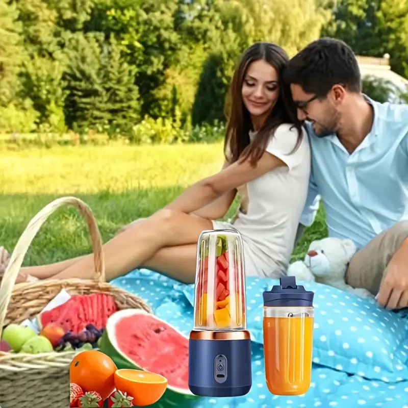 6 blade 2 in 1 portable blender and juicer with compact juicer cups usb rechargeable 13 4oz dual cup capacity ideal for fruits and vegetables durable ppsu material round shape home use and wholesale details 9