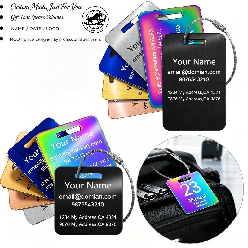 Custom Acrylic Luggage Tag with Wire Rope Hook