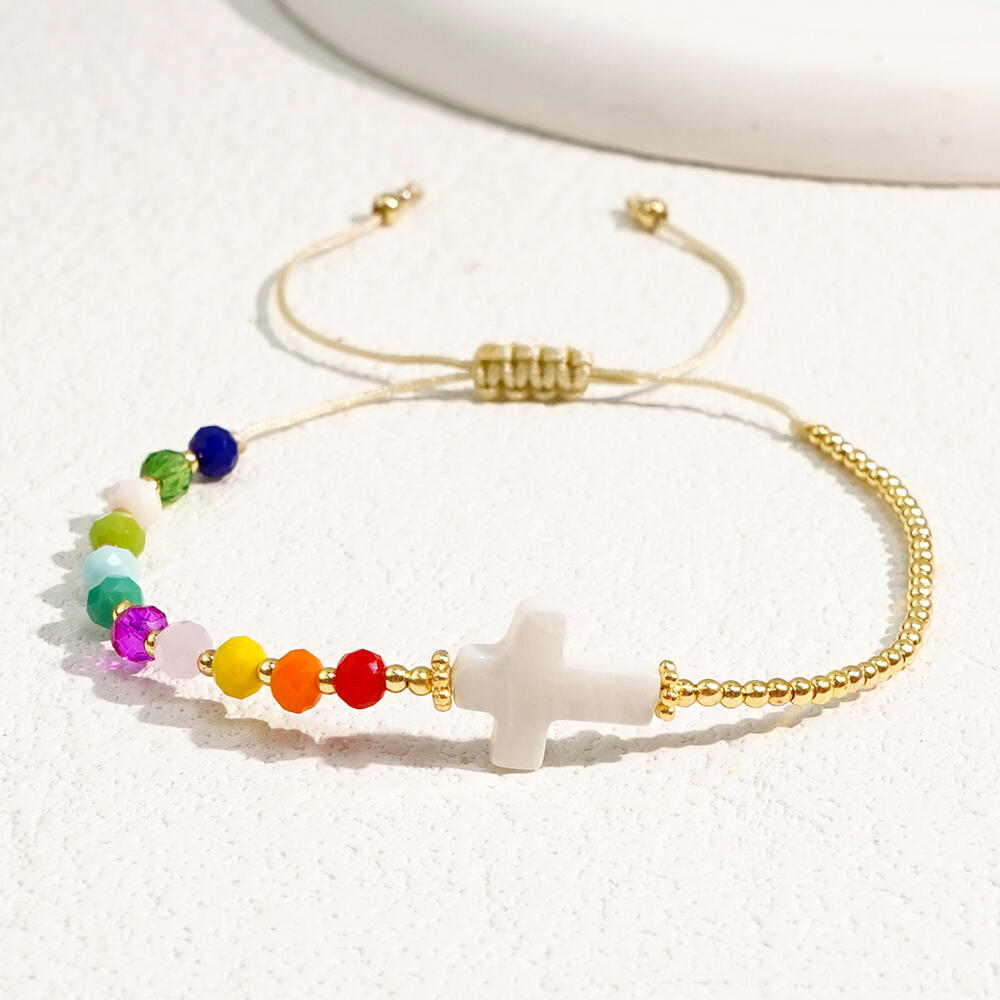 Women's Handmade Bohemian Glass Bead Bracelet, Adjustable