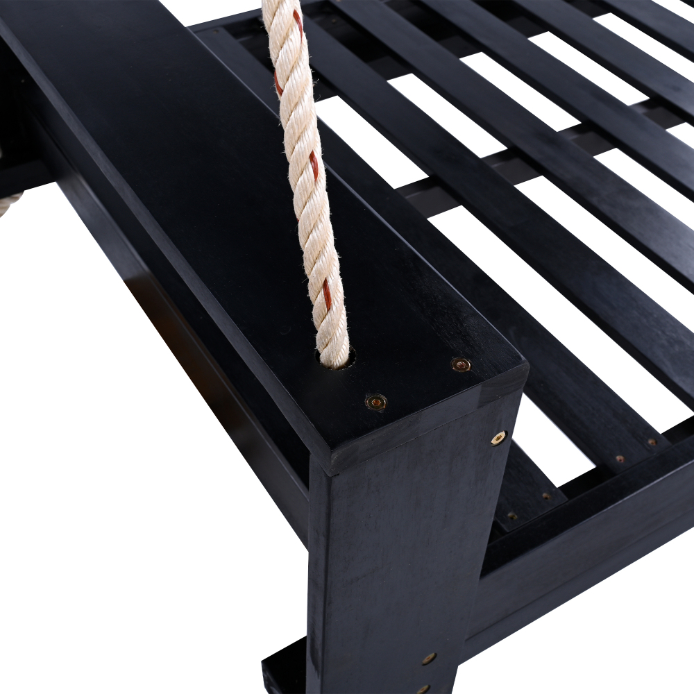 Garden seating. Swing chair. Double-sized porch swing bed seating set with hemp rope swing frame, suitable for gardens and backyards. Minimalist rustic style, ideal for courtyards and gardens. Mattress sold separately.