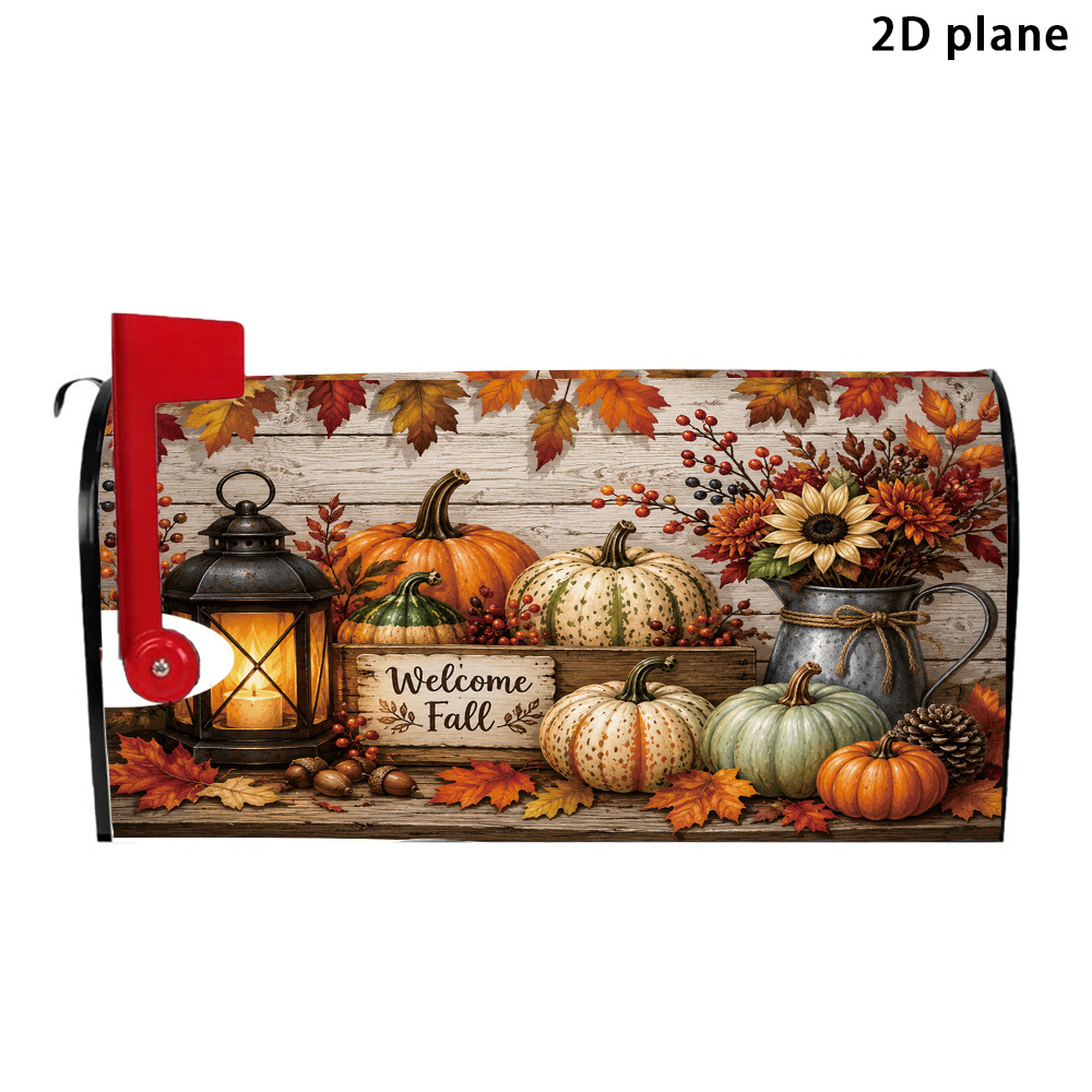 TEMU 2d Flat 1pc, Autumn Theme Elements Mailbox Cover, Standard Size 21x18 Inch Magnetic Mailbox Cover, Suitable For Home Garden Courtyard Outdoor