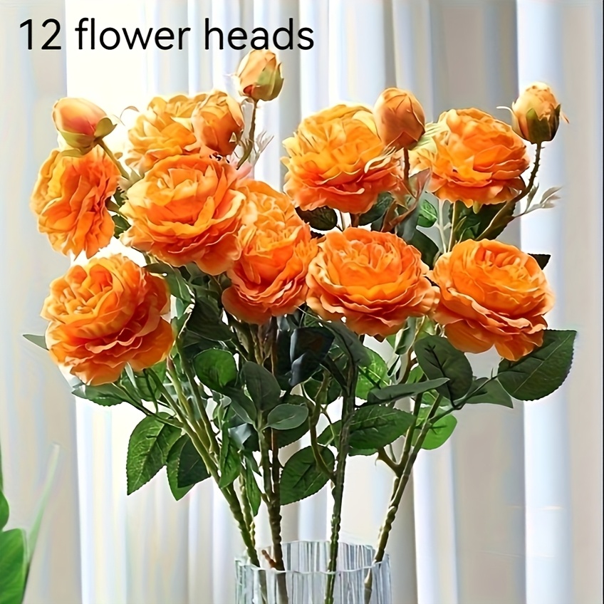 12 Heads Artificial Rose& Peony Bouquet, & Red Realistic Silk Flowers, Ideal For Wedding, Valentine's Day, Diy Crafts& Home Table Decor