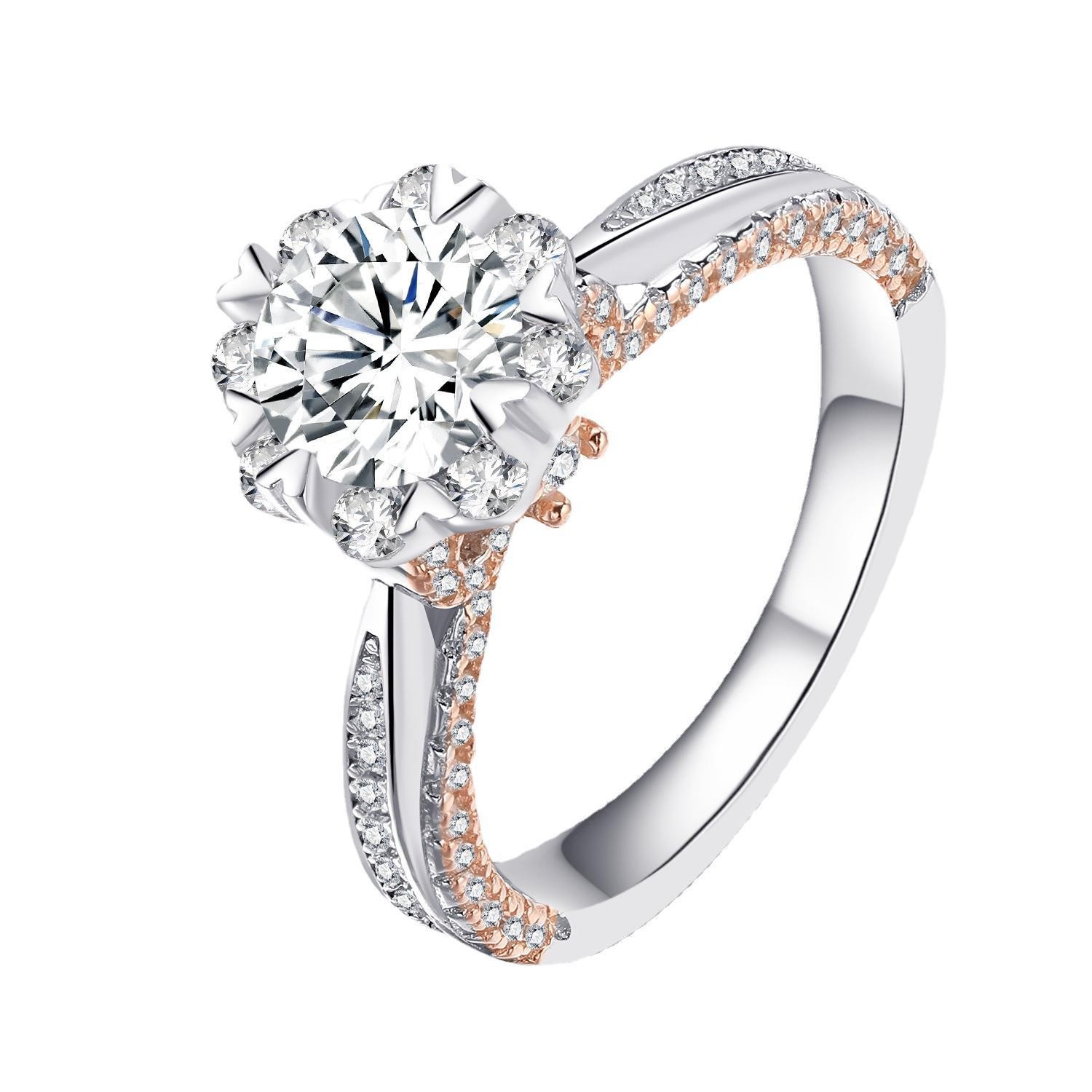 Women's S925 Silver Moissanite Bouquet Ring, One Carat Wedding Proposal