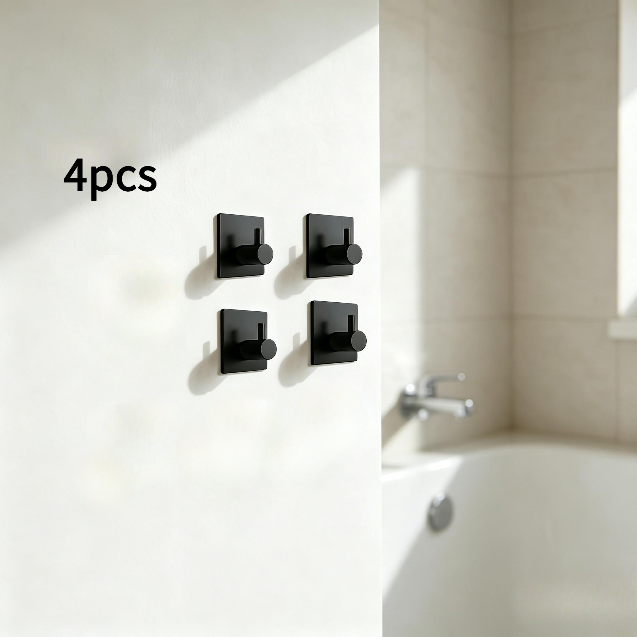 TEMU 4/6pcs No-drill Yukata And Towel Hook Storage Organizer, Abs Wall Hooks, Strong Adhesive, , Suitable For Kitchen, Bathroom, Shower, Keys, Towels