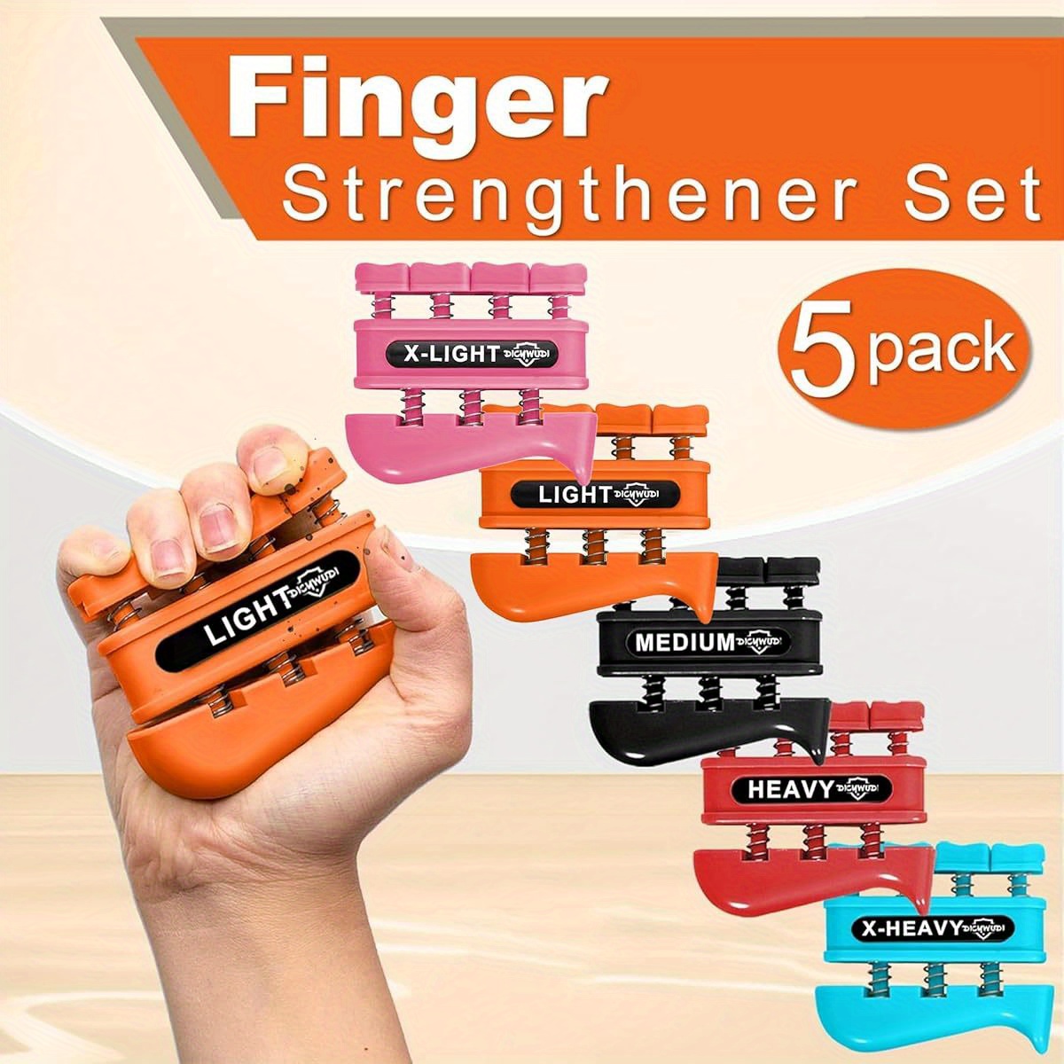 non   strength trainer with   levels heavy dynamic grip exercises portable finger wrist   trainer for gym climbing typing surgery rehab orange red black blue colors ideal for athletes musicians therapists no power needed typing   tool ergonomic handles durable construction hand exerciser athletes and musicians Product details 2