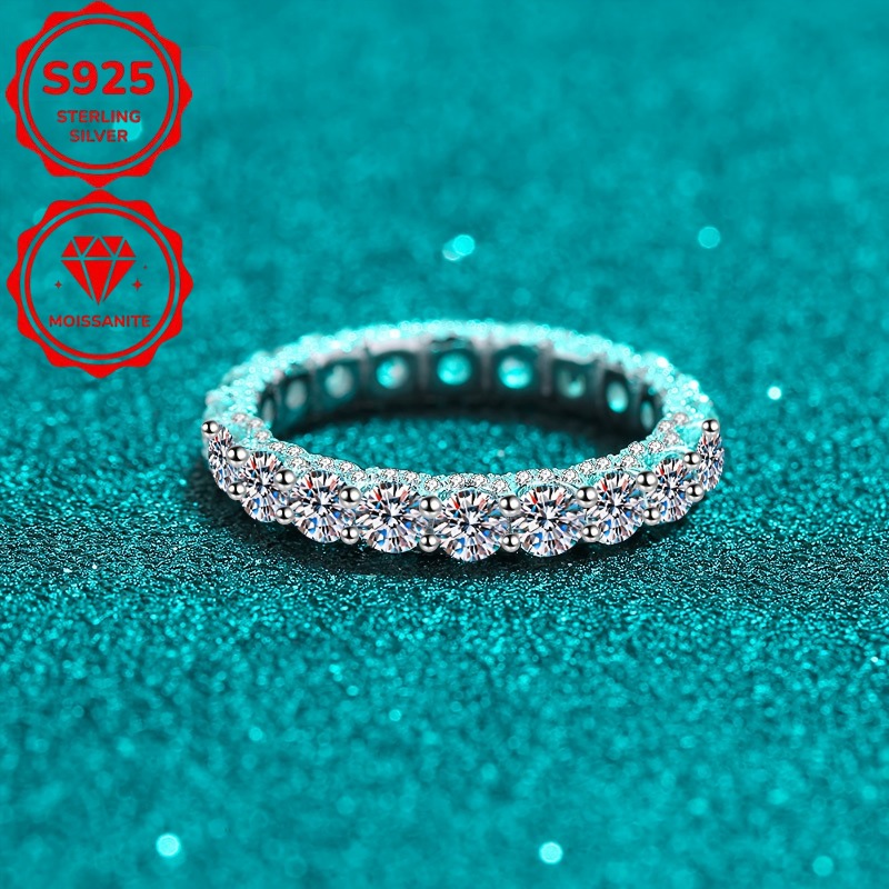 TEMU A Round Cut Moissanite Ring Made Of S925 Silver, Stylish For Men And Women, Featuring A Design. This High-quality Piece Is Perfect For Weddings,