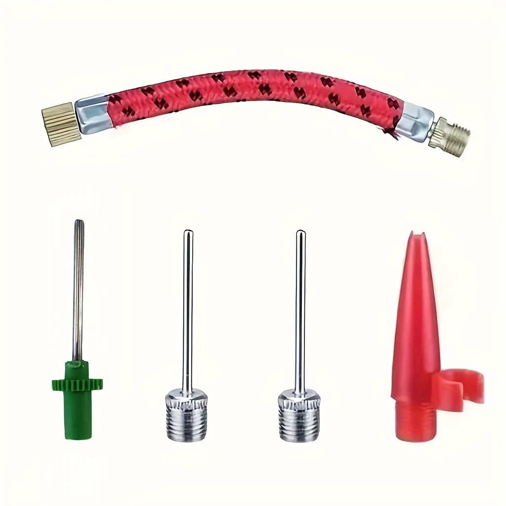 1 Set Of Ball Pumps With Needles And Hoses-ideal For Inflating Basketball, Football And Football, Red