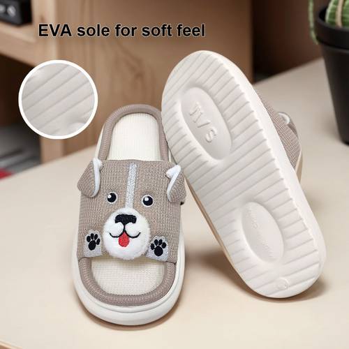 Easter Gift- Cute Dog Open-Toe Slippers| Soft Knitted Polyester& Non-Slip EVA Sole for Home