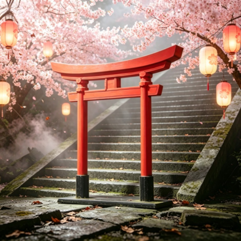 TEMU Japanese Traditional Red Torii Gate Miniature, Classic Japanese Architectural Diorama Accessories, Father's Day Gift, Graduation Season Present,