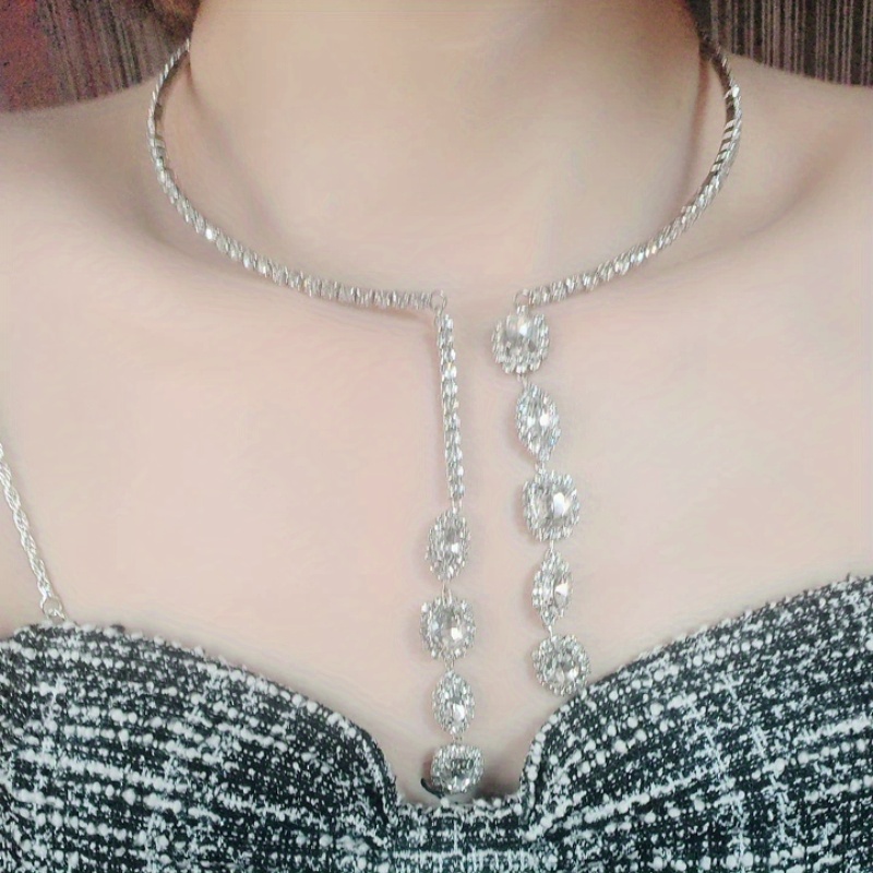 Luxury Bling-bling Teardrop Necklace, Party Accessory